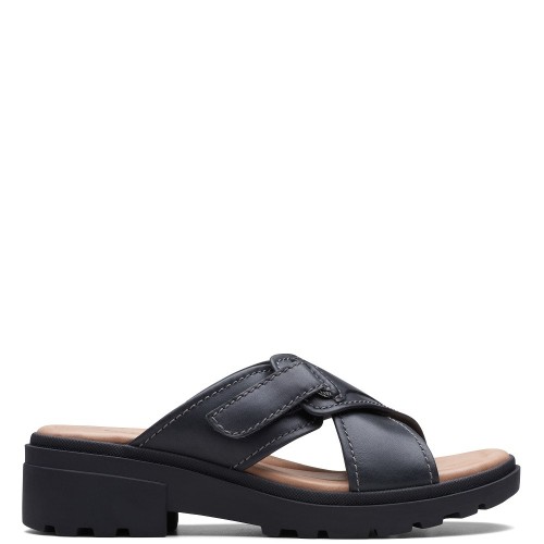 Clarks COAST CROSS Γυναικεία Σανδάλια Μαύρο Δέρμα