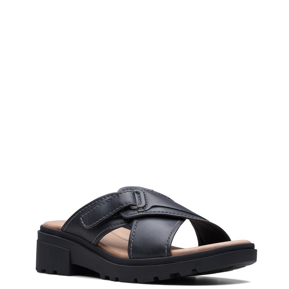 CLARKS</br>Γυναικεία Σανδάλια Μαύρο Δέρμα COAST CROSS Clarks