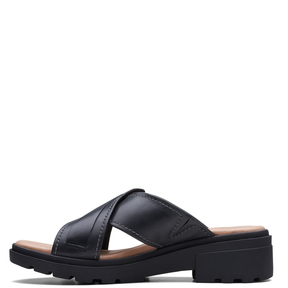 CLARKS</br>Γυναικεία Σανδάλια Μαύρο Δέρμα COAST CROSS Clarks