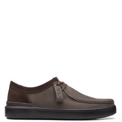 CLARKS</br>Ανδρικά Δετά Παπούτσια Καφέ Δέρμα COURT LITE WALLY Clarks
