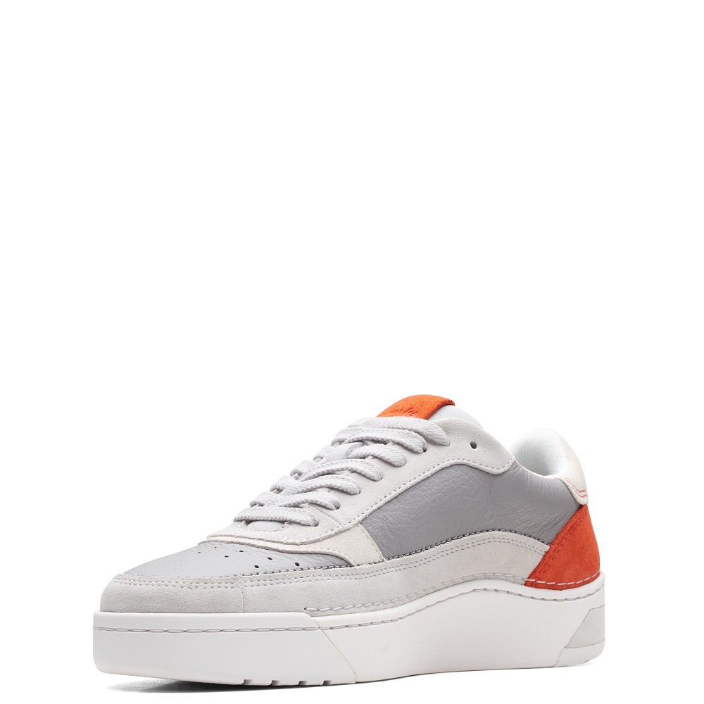 CLARKS</br>Ανδρικά Sneakers Γκρι Δέρμα CRAFT COURT LACE Clarks CLARKS</br>Ανδρικά Sneakers Γκρι Δέρμα CRAFT COURT LACE Clarks