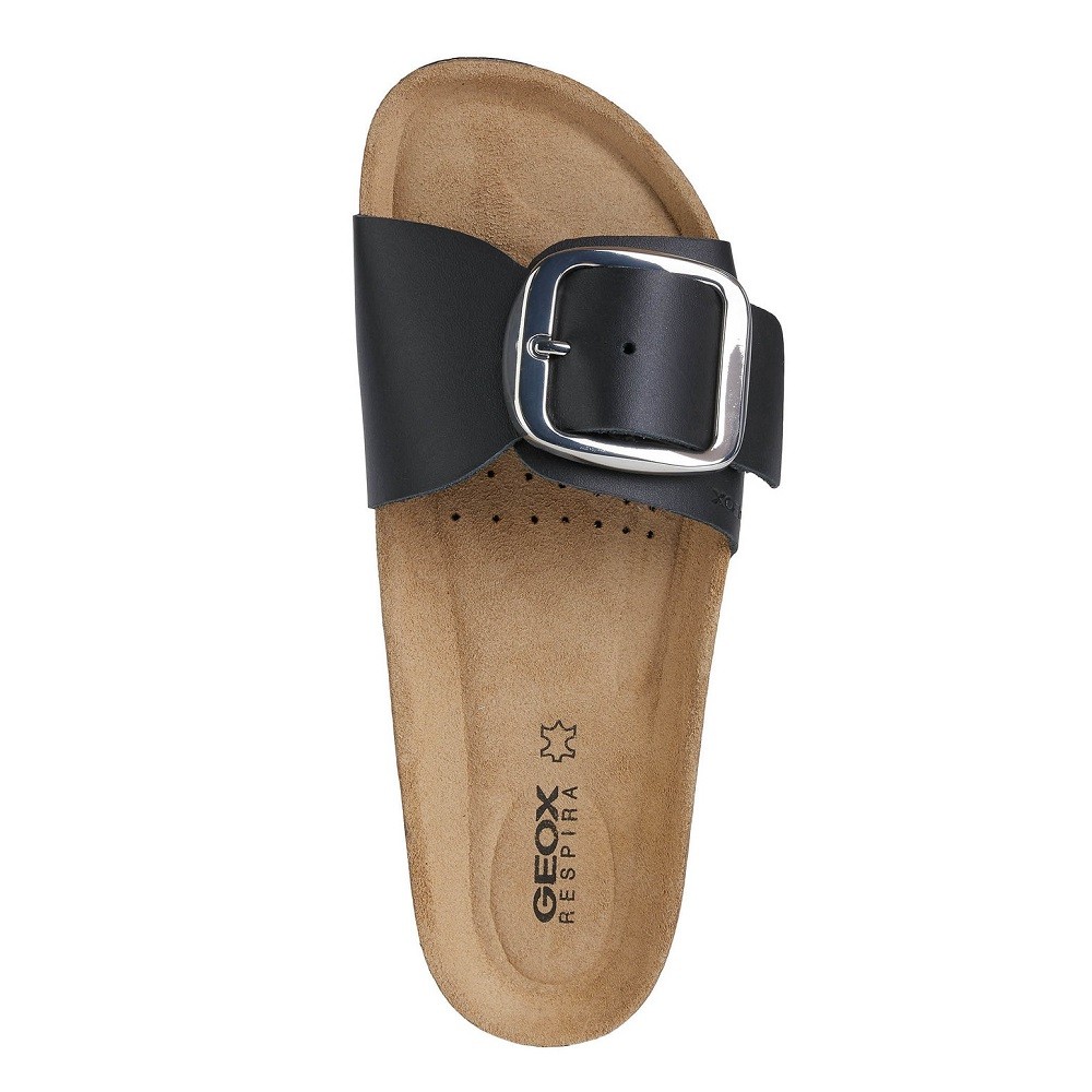GEOX</br>Γυναικείες Παντόφλες Μαύρο Δέρμα D25SΥG 0003C C9999 D BRIONIA HIGH G Geox