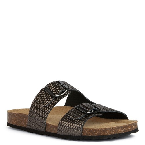 Geox BRIONIA L D35LSL 000Z0 C1357 D Γυναικεία Σανδάλια Ατσάλι Δέρμα 