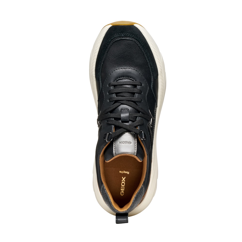 GEOX</br>Γυναικεία Sneakers Μαύρο/Ταμπά Δέρμα DIAMANTA D36UFE 05485 C9209 Geox