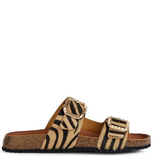 Geox NEW BRIONIA B C D45VYC 000QS C5V9B Γυναικεία Σανδάλια Μπεζ/Μαύρο Δέρμα