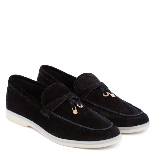 Komis & Komis D500 Γυναικεία Loafers Μαύρο Suede