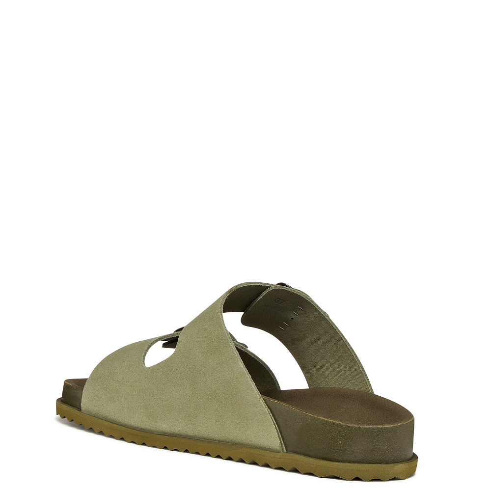 GEOX</br>Geox SANDYBETT D558RA 00022 C3005 Γυναικεία Σανδάλια Χακί Δέρμα Suede