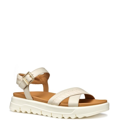 Geox XAND 2.1S B D55SZB 08504 C1122 Γυναικεία Σανδάλια Εκρού Δέρμα