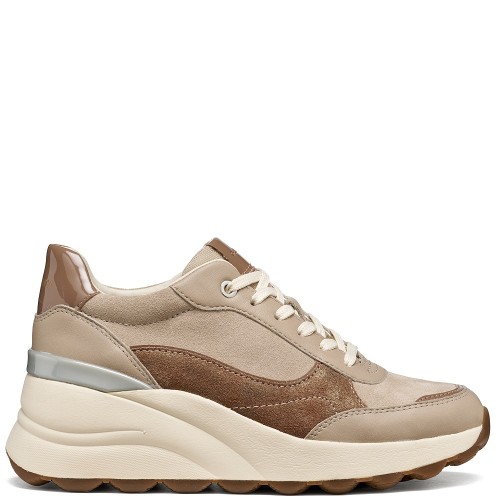 Geox SPHERICA EC13 D65WAB 02285 C5288 Γυναικεία Sneakers Μπεζ/Καφέ Δέρμα
