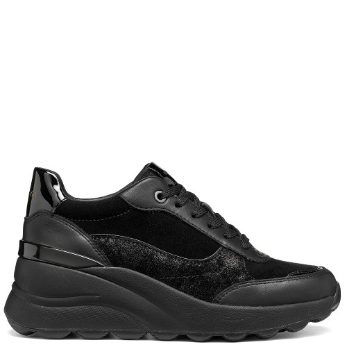 Geox SPHERICA EC13 D65WAB 02285 C9999 Γυναικεία Sneakers Μαύρο Δέρμα
