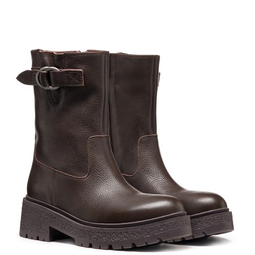 Geox EIVETTE D66GJB 00046 C6005 Γυναικείες Μπότες Καφέ Δέρμα