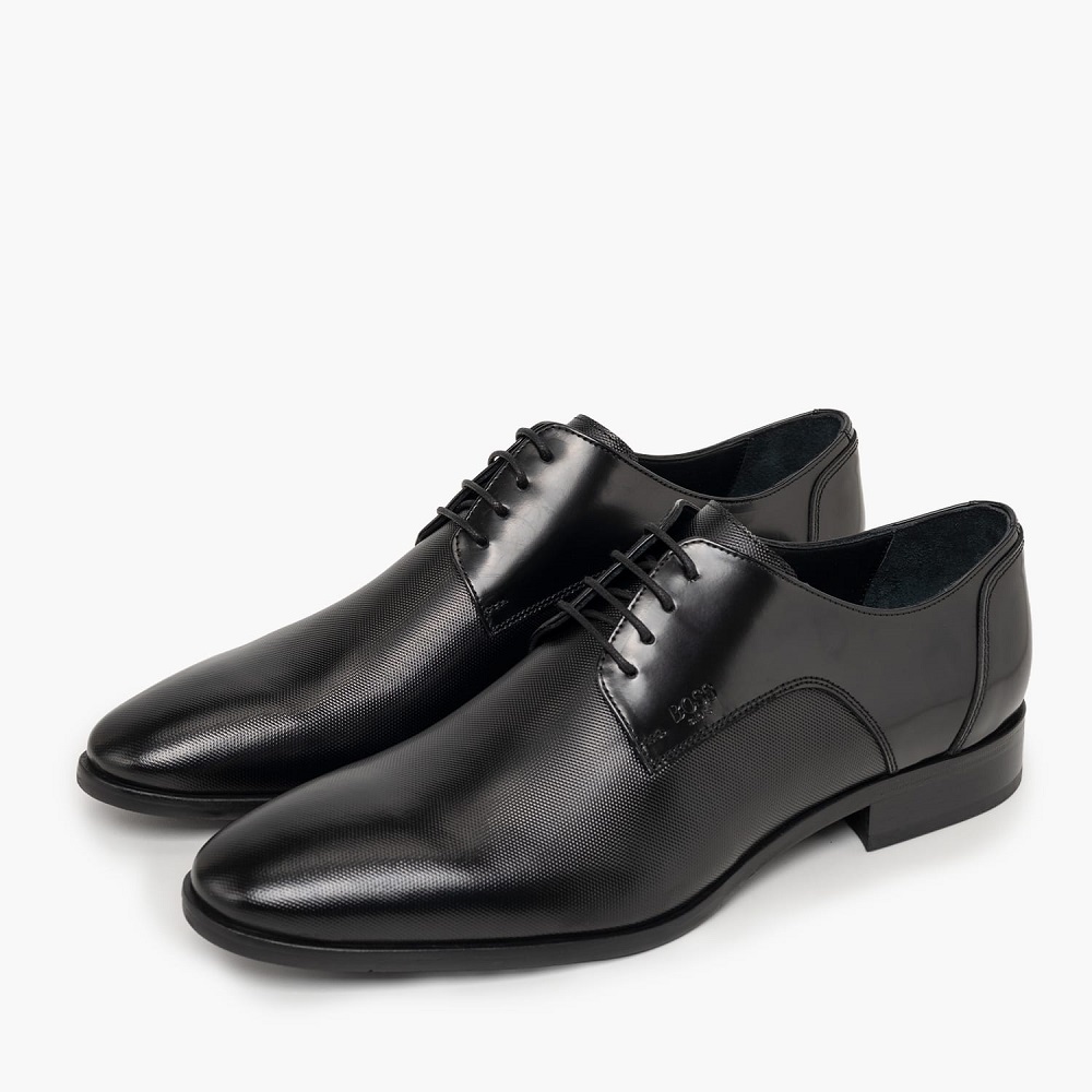 BOSS</br>Boss D7513 POINT Ανδρικά Δετά Παπούτσια Μαύρο Δέρμα