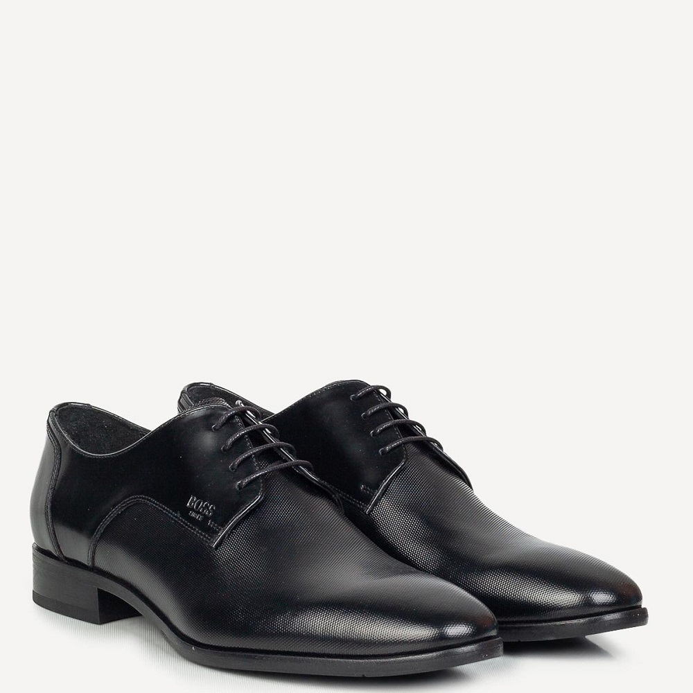 BOSS</br>Boss D7513 POINT Ανδρικά Δετά Παπούτσια Μαύρο Δέρμα
