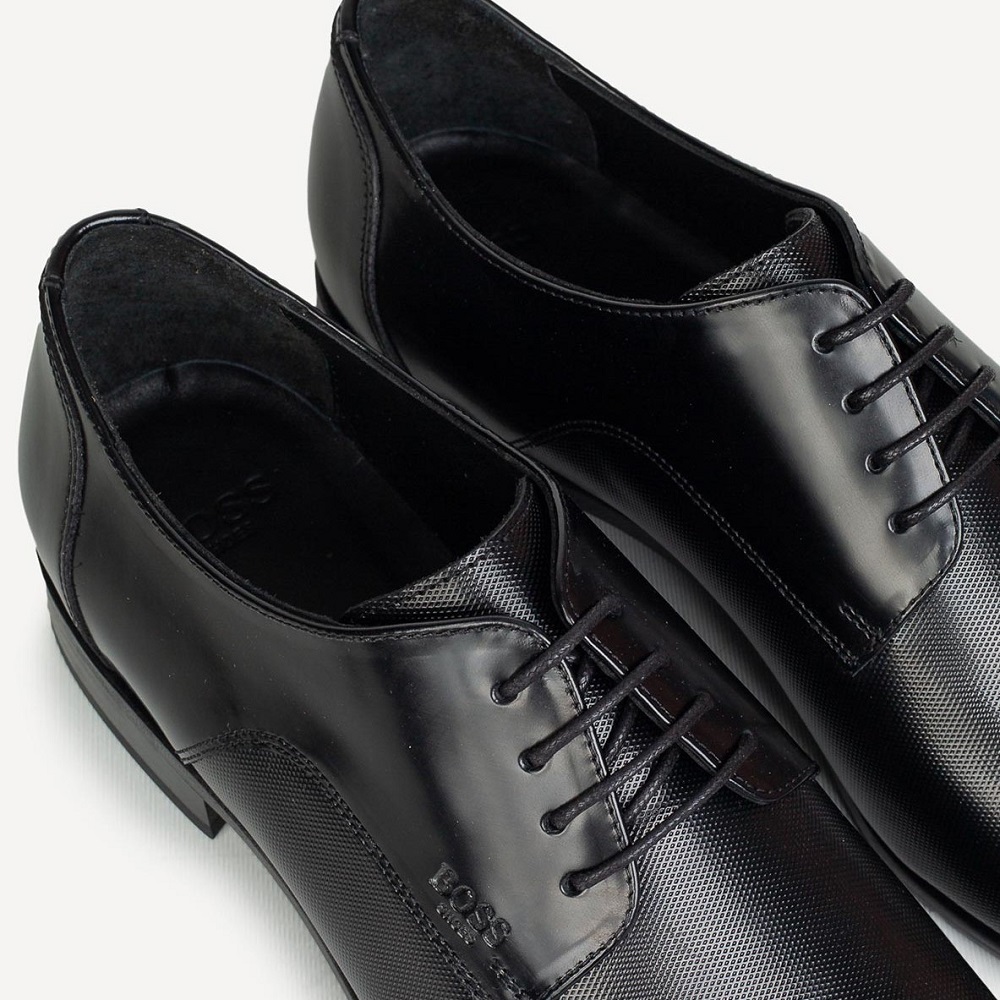 BOSS</br>Boss D7513 POINT Ανδρικά Δετά Παπούτσια Μαύρο Δέρμα