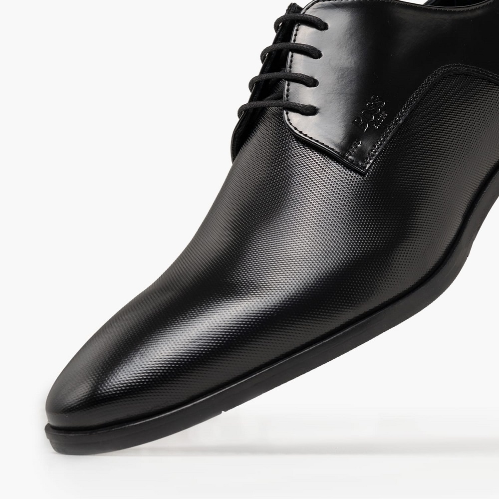 BOSS</br>Boss D7513 POINT Ανδρικά Δετά Παπούτσια Μαύρο Δέρμα