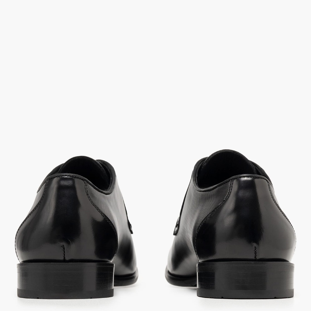 BOSS</br>Boss D7733 POINT Ανδρικά Δετά Παπούτσια Μαύρο Δέρμα