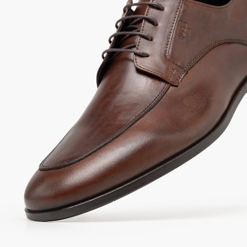 Boss D7998 SANTONI Ανδρικά Δετά Παπούτσια Καφέ Δέρμα