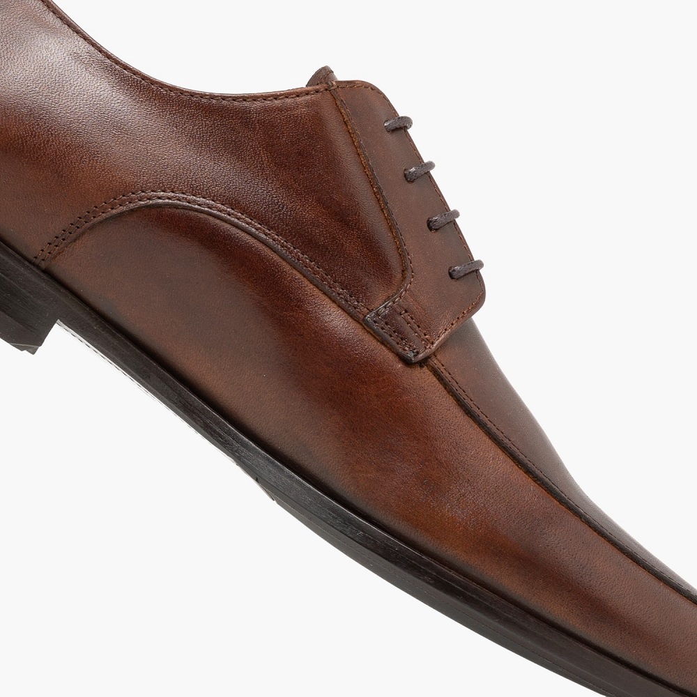 BOSS</br>Boss D7998 SANTONI Ανδρικά Δετά Παπούτσια Καφέ Δέρμα