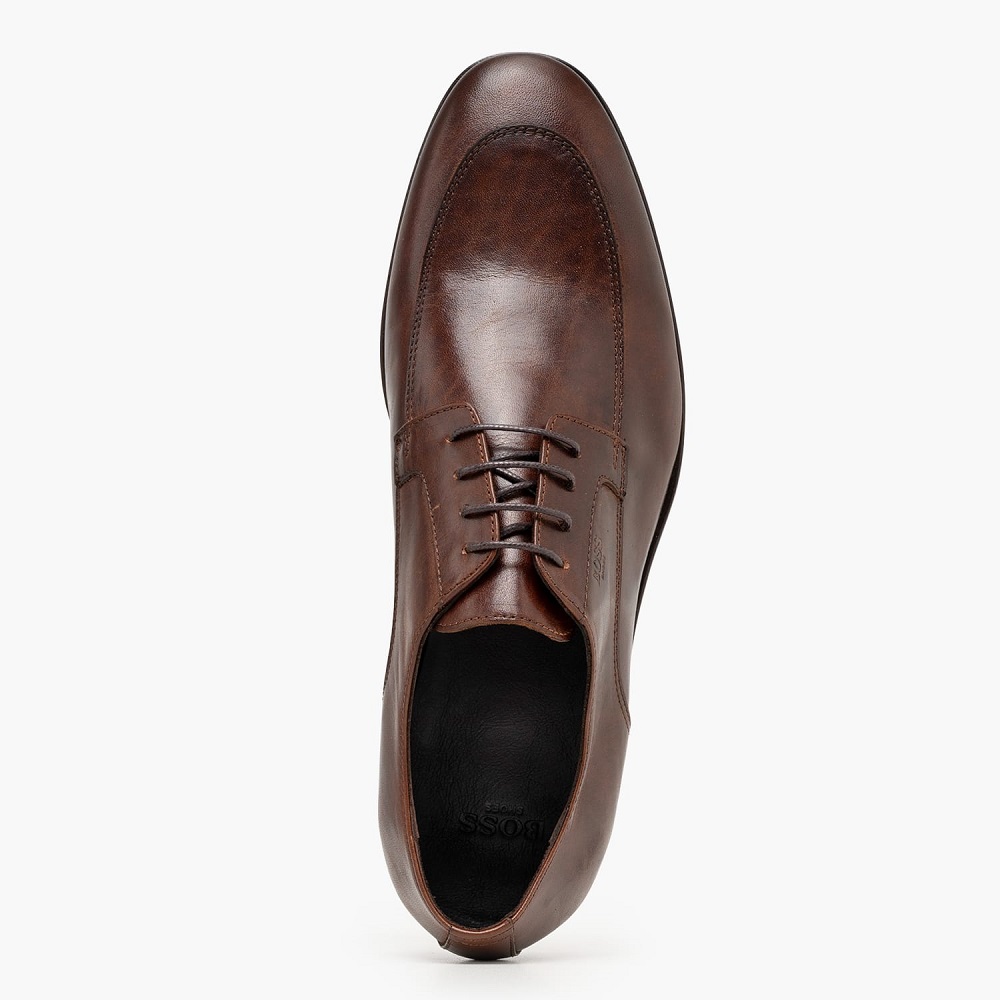 BOSS</br>Boss D7998 SANTONI Ανδρικά Δετά Παπούτσια Καφέ Δέρμα