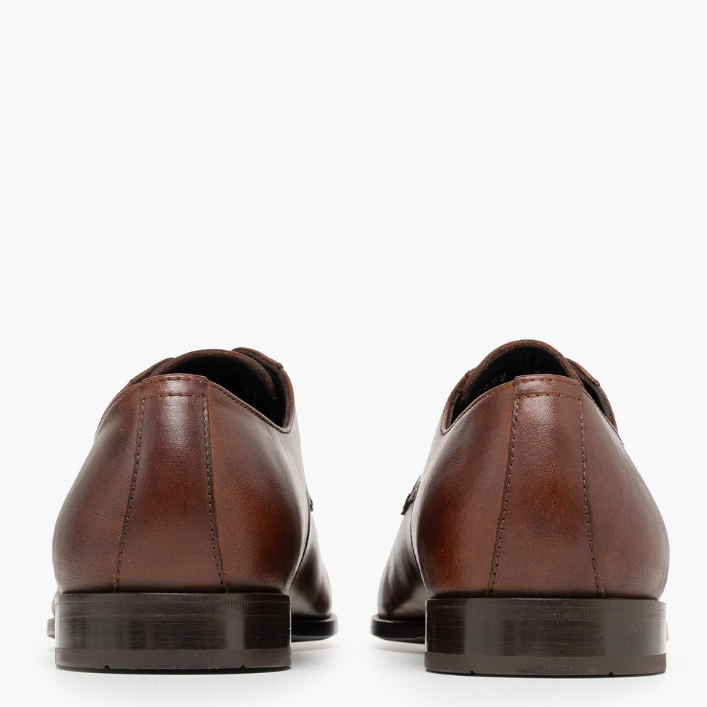 BOSS</br>Boss D7998 SANTONI Ανδρικά Δετά Παπούτσια Καφέ Δέρμα