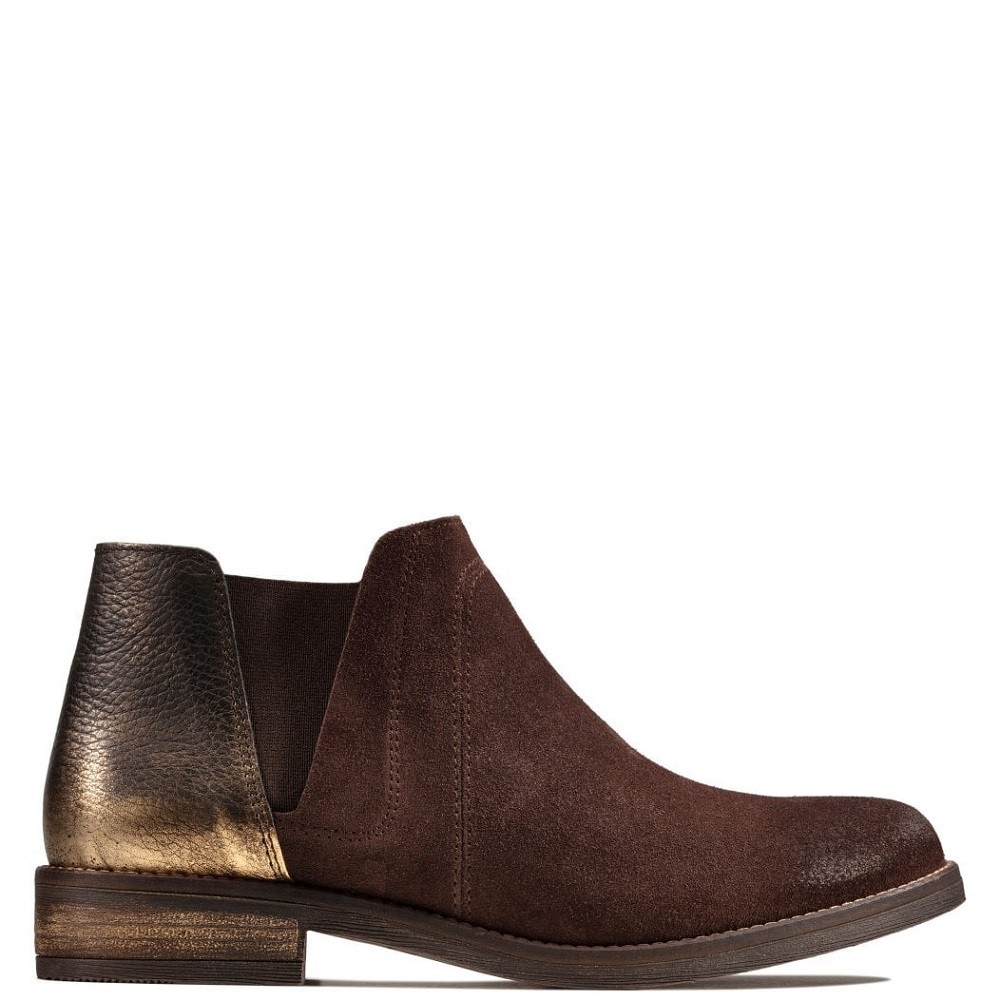 CLARKS</br>Γυναικεία Μποτάκια Καφέ Suede DEMI BEAT Clarks