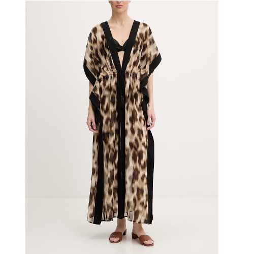 DKNY DIE6C917-EFN Γυναικείο Καφτάνι Μαύρο Λεοπάρ