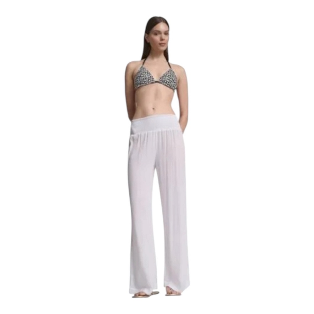DKNY</br>DKNY DIE6C949-SW9 Γυναικείο Παντελόνι Wide Leg Λευκό DKNY</br>DKNY DIE6C949-SW9 Γυναικείο Παντελόνι Wide Leg Λευκό