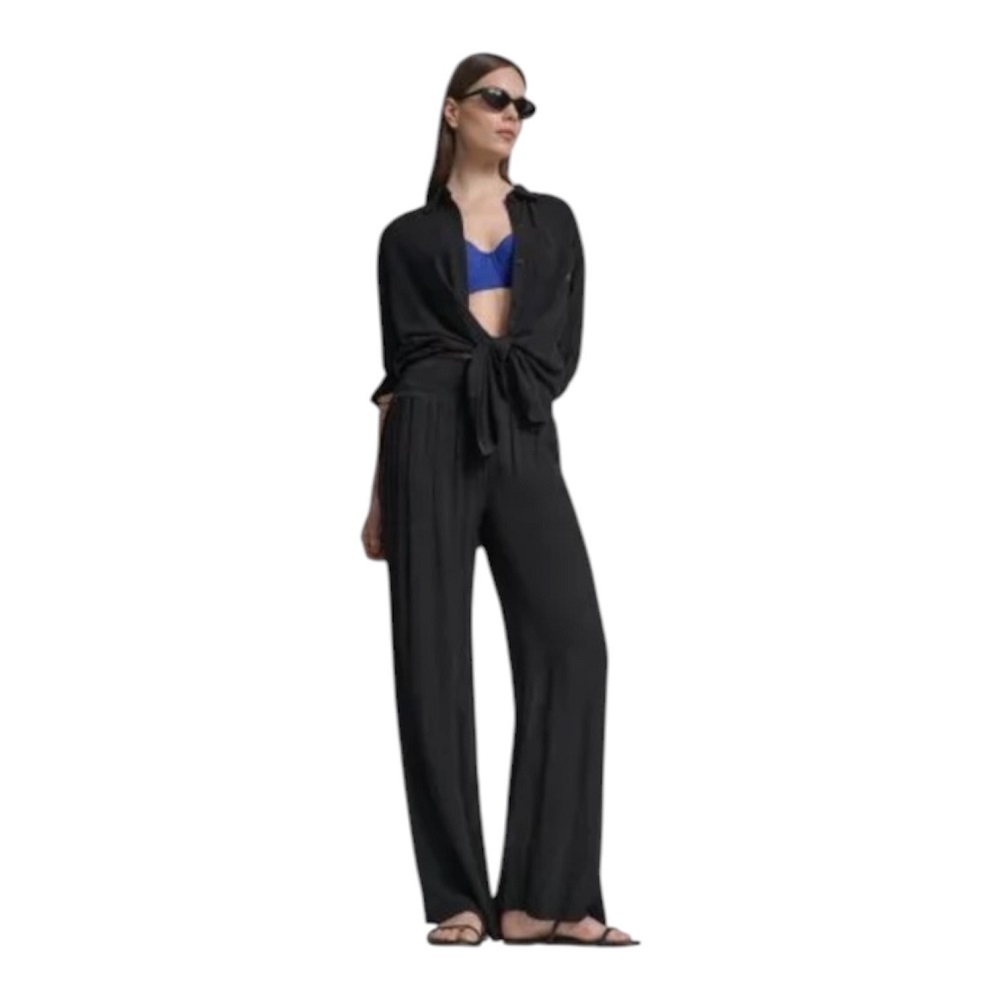 DKNY</br>DKNY DIE6C949-BLK Γυναικείο Παντελόνι Wide Leg Μαύρο DKNY</br>DKNY DIE6C949-BLK Γυναικείο Παντελόνι Wide Leg Μαύρο