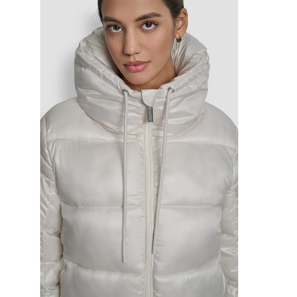 DKNY</br>DKNY DJ5J6113-I2I Γυναικείο Μπουφάν Εκρού Μεταλλικό