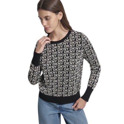 DKNY DJ5R0877-2L5 Γυναικείο Πουλόβερ Μαύρο/Εκρού DKNY DJ5R0877-2L5 Γυναικείο Πουλόβερ Μαύρο/Εκρού
