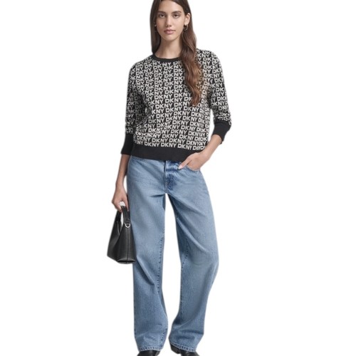 DKNY DJ5R0877-2L5 Γυναικείο Πουλόβερ Μαύρο/Εκρού DKNY DJ5R0877-2L5 Γυναικείο Πουλόβερ Μαύρο/Εκρού