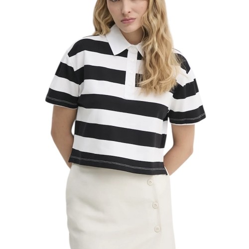 DKNY DJ5T1421-WHB Γυναικεία Μπλούζα Πόλο Λευκό/Μαύρο