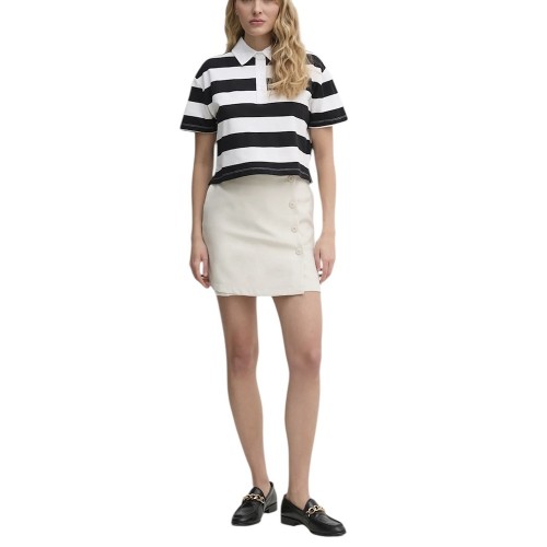 DKNY DJ5T1421-WHB Γυναικεία Μπλούζα Πόλο Λευκό/Μαύρο