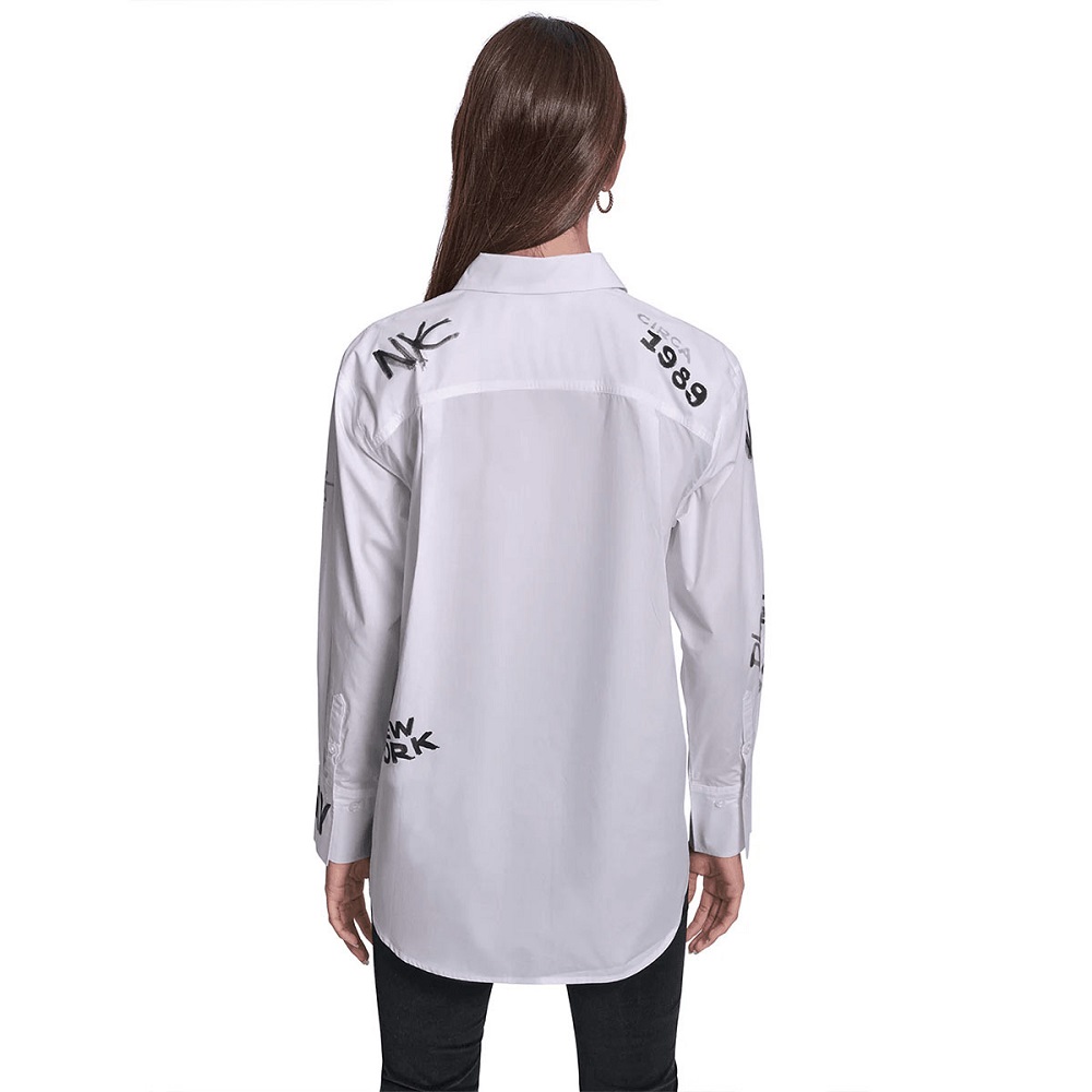 DKNY</br>DKNY DJ5W2147-WHB Γυναικείο Πουκάμισο Λευκό/Μαύρο DKNY</br>DKNY DJ5W2147-WHB Γυναικείο Πουκάμισο Λευκό/Μαύρο