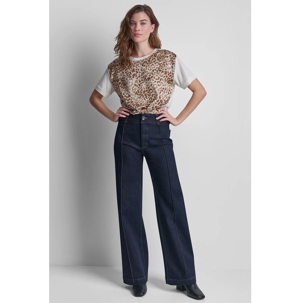 DKNY</br>DKNY DJ6M4240-NDO Γυναικείο Παντελόνι Τζιν High-Rise Pintucked Wide-Leg 