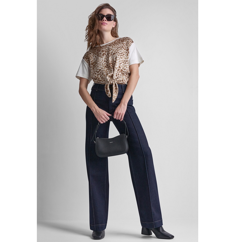 DKNY</br>DKNY DJ6M4240-NDO Γυναικείο Παντελόνι Τζιν High-Rise Pintucked Wide-Leg 