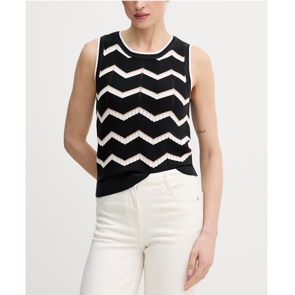 DKNY</br>DKNY DJ6R0206-BU5 Γυναικείο Πουλόβερ Αμάνικο Μαύρο/Εκρού DKNY</br>DKNY DJ6R0206-BU5 Γυναικείο Πουλόβερ Αμάνικο Μαύρο/Εκρού