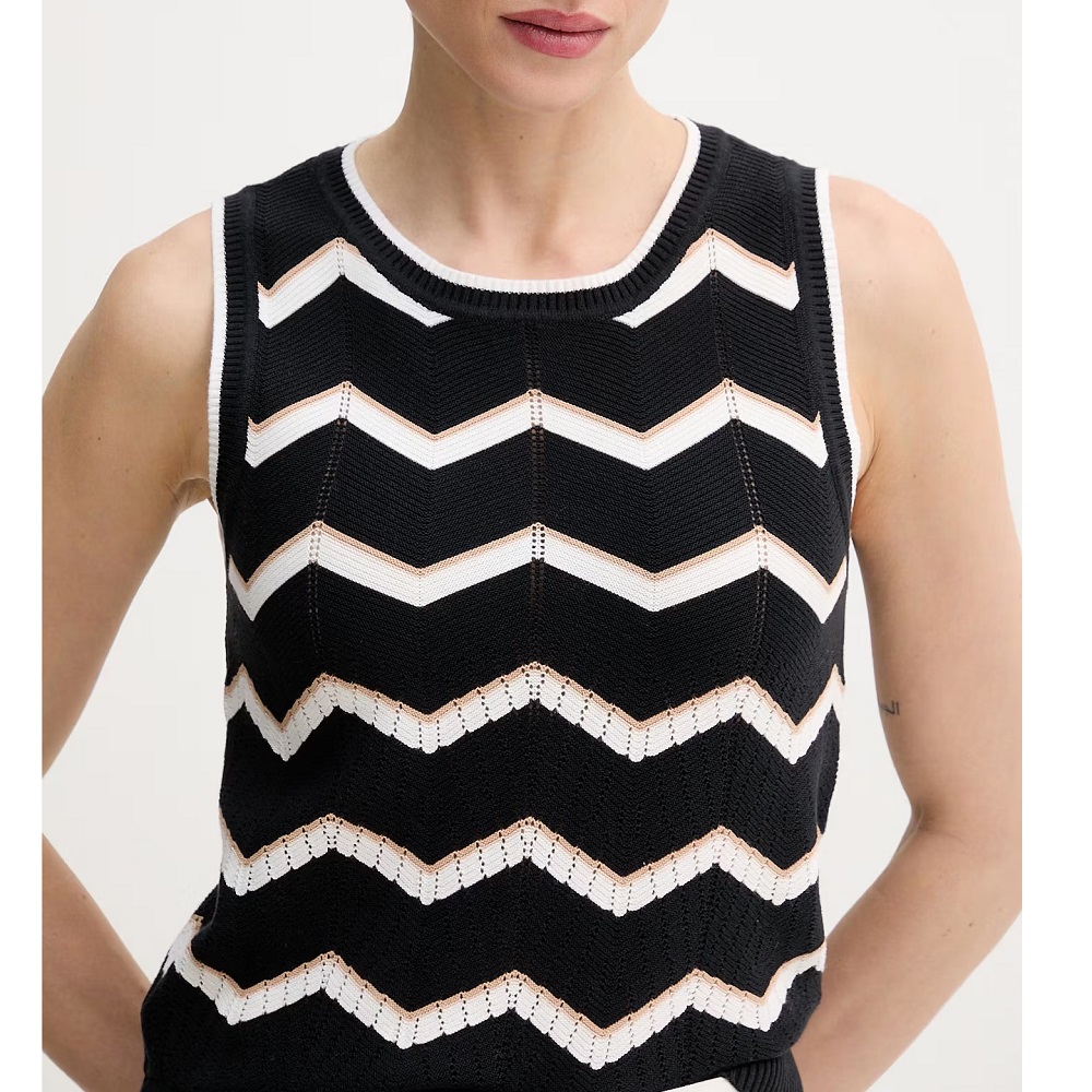 DKNY</br>DKNY DJ6R0206-BU5 Γυναικείο Πουλόβερ Αμάνικο Μαύρο/Εκρού DKNY</br>DKNY DJ6R0206-BU5 Γυναικείο Πουλόβερ Αμάνικο Μαύρο/Εκρού