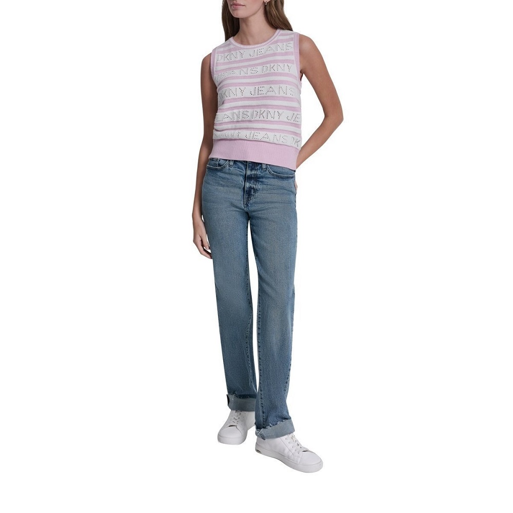 DKNY</br>DKNY DJ6R0248-BY4 Γυναικείο Πουλόβερ Αμάνικο Εκρού/Ροζ DKNY</br>DKNY DJ6R0248-BY4 Γυναικείο Πουλόβερ Αμάνικο Εκρού/Ροζ