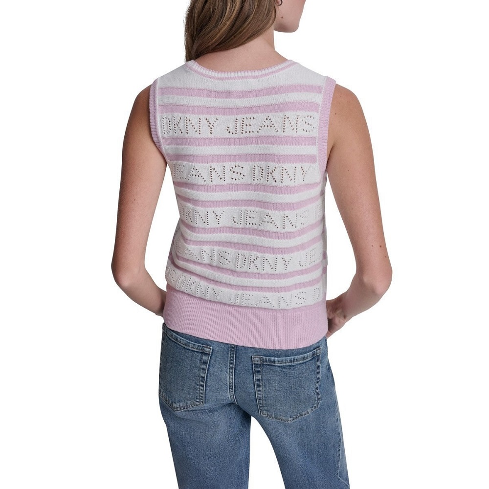 DKNY</br>DKNY DJ6R0248-BY4 Γυναικείο Πουλόβερ Αμάνικο Εκρού/Ροζ DKNY</br>DKNY DJ6R0248-BY4 Γυναικείο Πουλόβερ Αμάνικο Εκρού/Ροζ