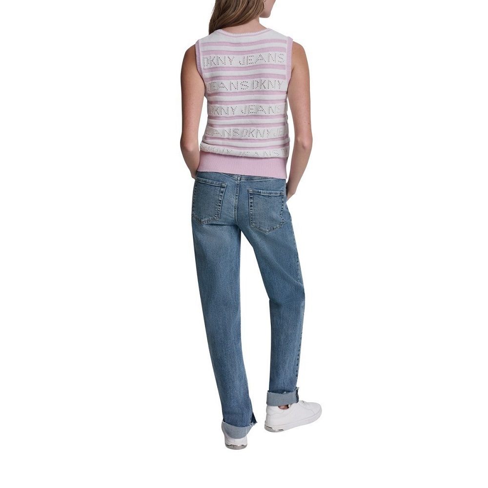 DKNY</br>DKNY DJ6R0248-BY4 Γυναικείο Πουλόβερ Αμάνικο Εκρού/Ροζ DKNY</br>DKNY DJ6R0248-BY4 Γυναικείο Πουλόβερ Αμάνικο Εκρού/Ροζ