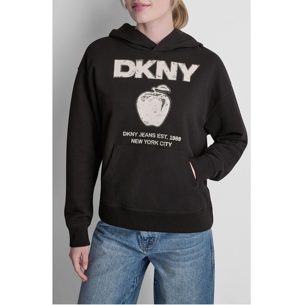 DKNY</br>DKNY DJ6T1805-2L5 Γυναικείο Φούτερ Hoodie Μαύρο/Εκρού DKNY</br>DKNY DJ6T1805-2L5 Γυναικείο Φούτερ Hoodie Μαύρο/Εκρού