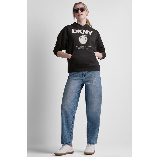 DKNY DJ6T1805-2L5 Γυναικείο Φούτερ Hoodie Μαύρο/Εκρού