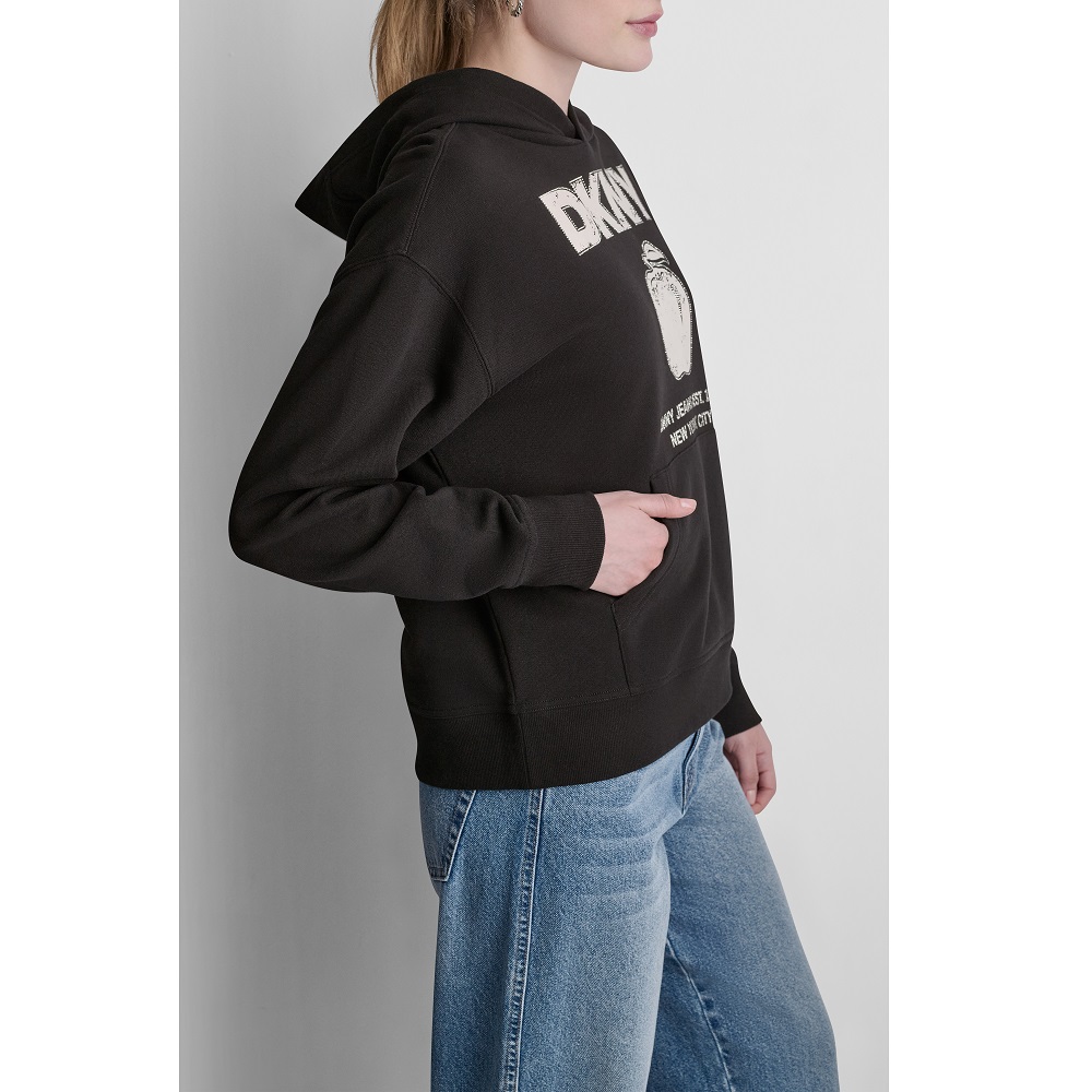 DKNY</br>DKNY DJ6T1805-2L5 Γυναικείο Φούτερ Hoodie Μαύρο/Εκρού DKNY</br>DKNY DJ6T1805-2L5 Γυναικείο Φούτερ Hoodie Μαύρο/Εκρού