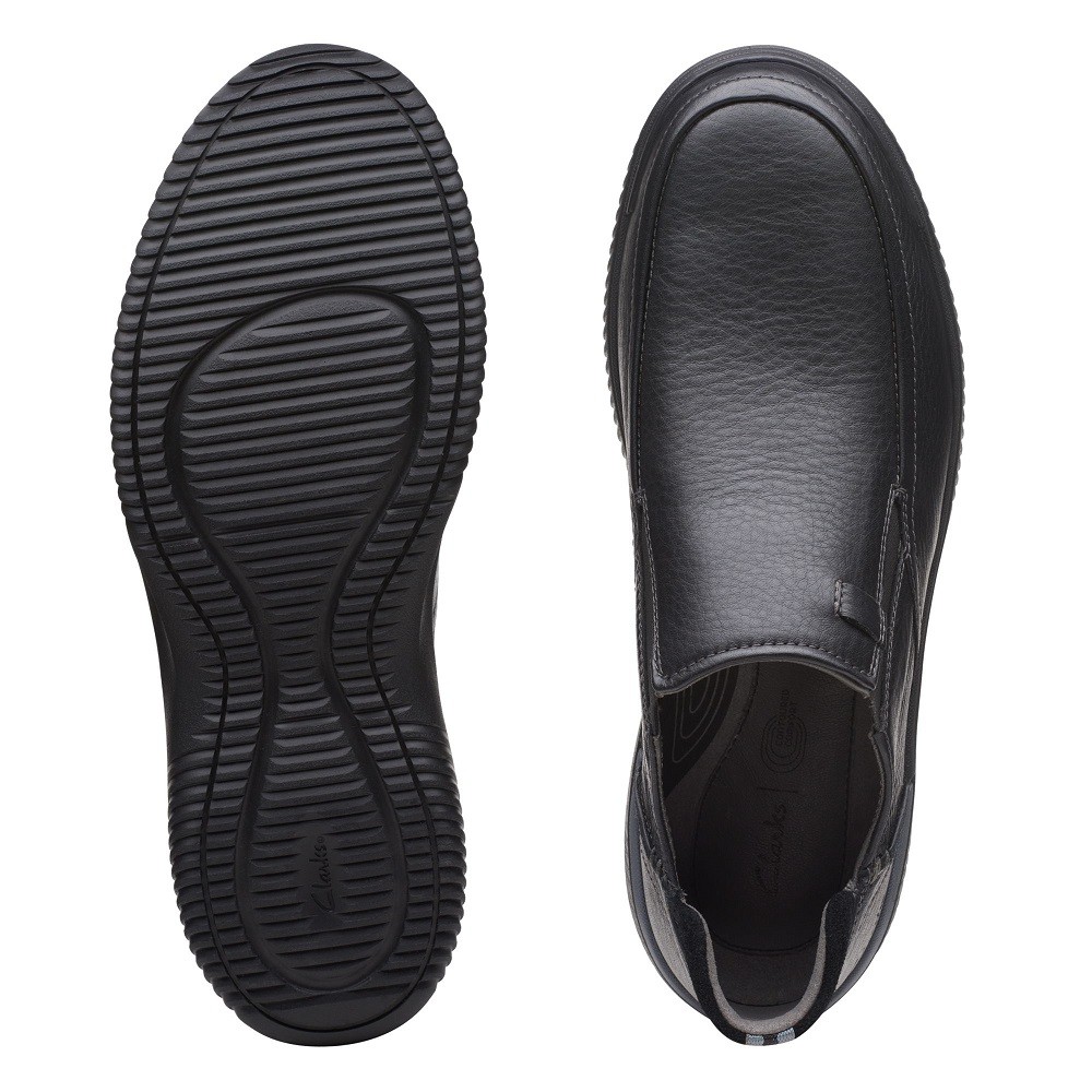 CLARKS</br>Ανδρικά Παντοφλέ Παπούτσια Μαύρο Δέρμα DONAWAY STEP Clarks