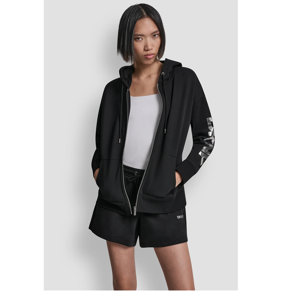 DKNY</br>DKNY DP6J9715-BSV Γυναικεία Ζακέτα Φούτερ Μαύρο/Ασημί