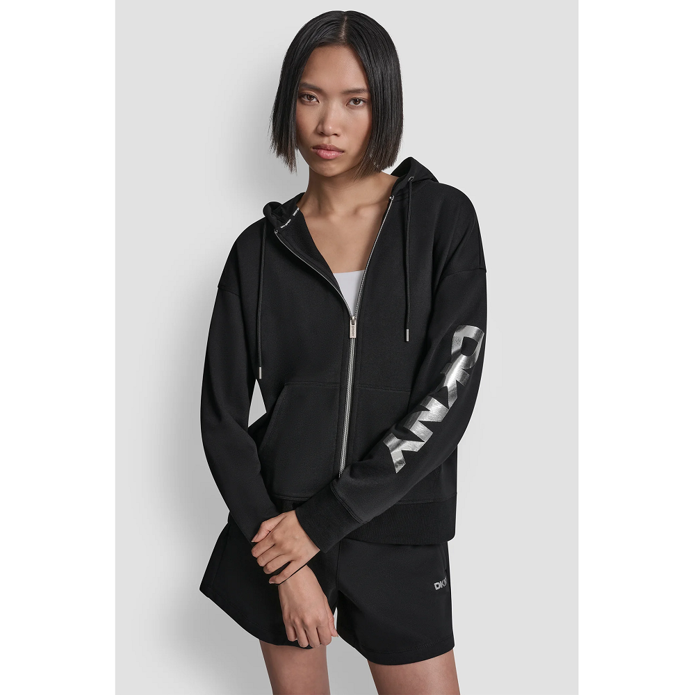 DKNY</br>DKNY DP6J9715-BSV Γυναικεία Ζακέτα Φούτερ Μαύρο/Ασημί