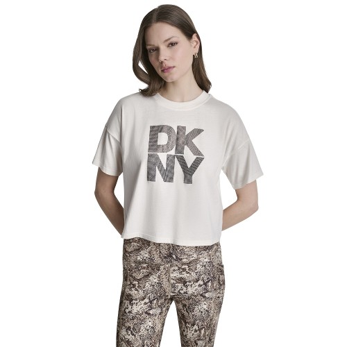 DKNY DP6T1731-FRQ Γυναικείο T-shirt Εκρού/Καφέ