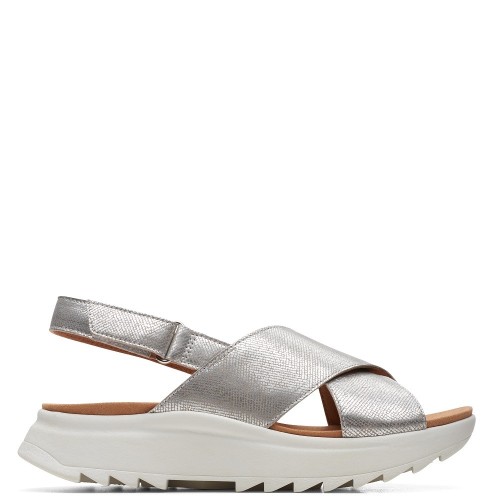 Clarks DASHLITE WISH Γυναικεία Σανδάλια Ασημί Δέρμα