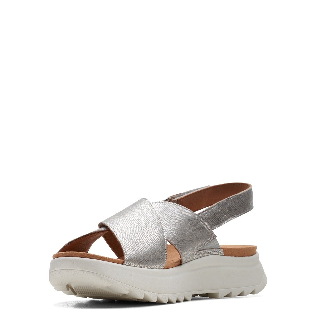 CLARKS</br>Γυναικεία Σανδάλια Ασημί Δέρμα DASHLITE WISH Clarks CLARKS</br>Γυναικεία Σανδάλια Ασημί Δέρμα DASHLITE WISH Clarks